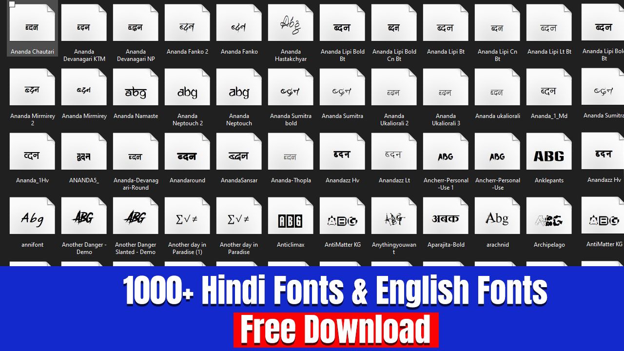 Collection of most popular Hindi & English fonts, free to download for Windows and Mac
