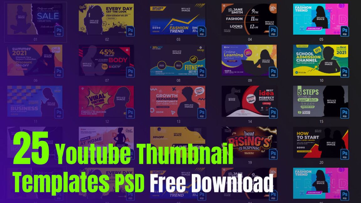 25 Youtube Thumbnail Templates PSD Files Free Download