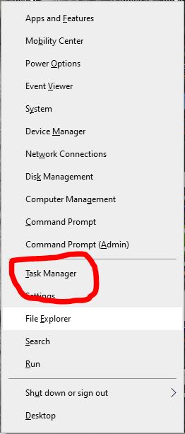 task manager winodow