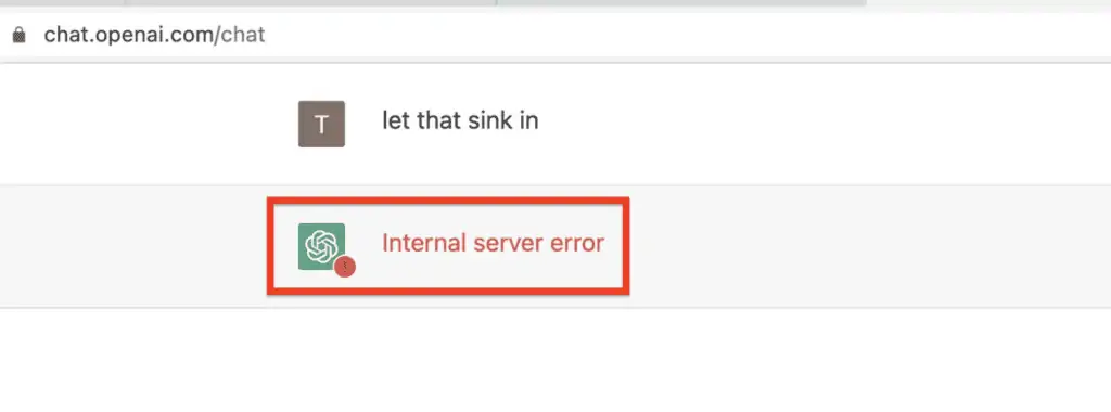 ChatGPT internal server error