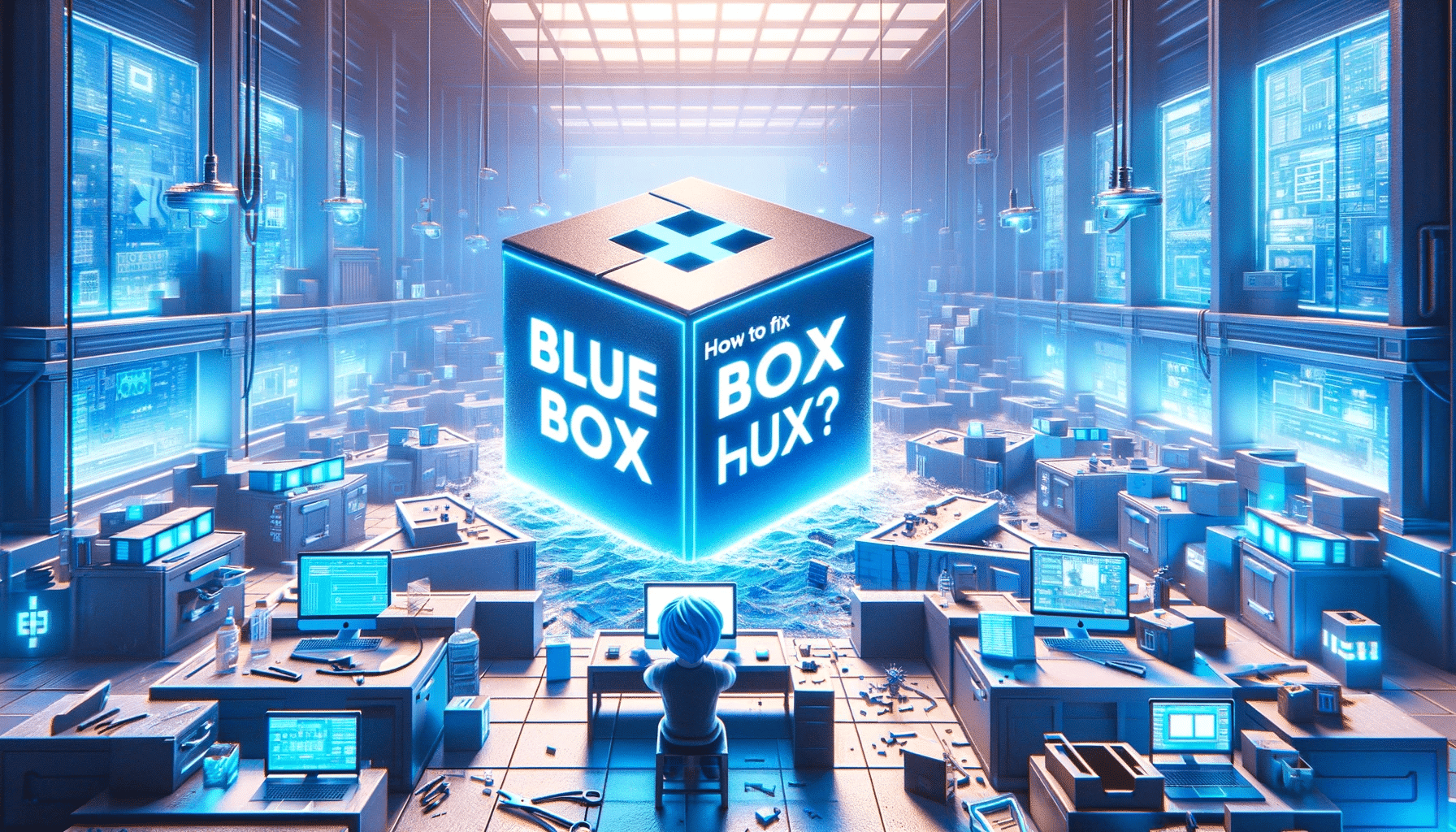 DALL·E 2023 11 28 17.06.58 Create a hyper realistic image in 8k resolution for a blog post titled How to Fix the blue box glitch in Roblox . The image should visually represen