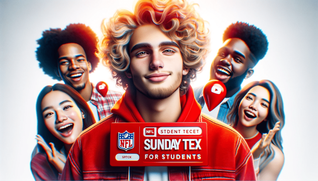 DALL·E 2023 11 15 15.56.52 Create a hyper realistic thumbnail image in 8k resolution capturing the theme of student discounts for NFL Sunday Ticket and YouTube TV. The image sh