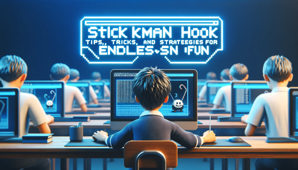 DALL·E 2023 11 16 17.15.26 Create a hyper realistic thumbnail image in 8k resolution emphasizing the text for a blog post about playing online games specifically Stickman Hook