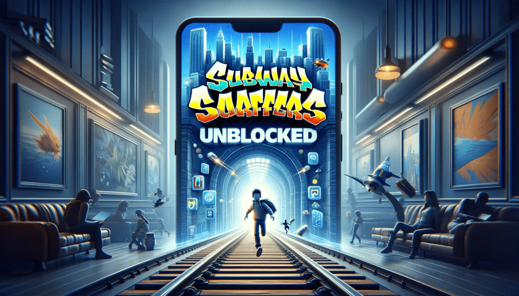 DALL·E 2023 11 17 09.04.29 Create a hyper realistic thumbnail image in 8k resolution focusing on the theme of online games specifically Subway Surfers Unblocked. The central