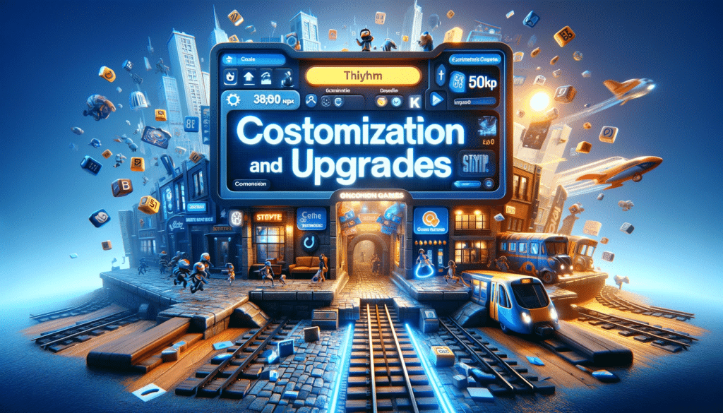 DALL·E 2023 11 17 09.10.27 Create a hyper realistic thumbnail image in 8k resolution focusing on the theme of online games specifically on customization and upgrades in Subway