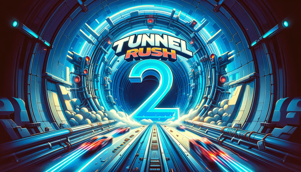 DALL·E 2023 11 17 18.43.39 Create a hyper realistic game poster in 8k resolution focusing on Tunnel Rush 2. The image should capture the essence of the game with dynamic and