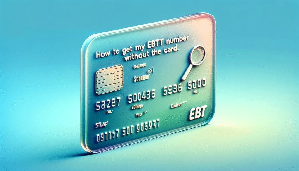DALL·E 2023 12 16 08.48.25 Create a thumbnail for the blog post How to Get My EBT Card Number Without the Card. Background Gradient from soft blue at the top to gentle green