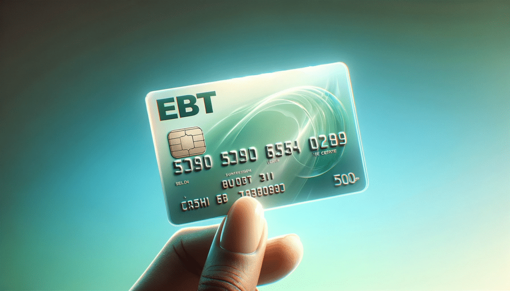 DALL·E 2023 12 16 08.48.48 Create a thumbnail for the blog post How to Get My EBT Card Number Without the Card. Background Gradient from soft blue at the top to gentle green 1 2