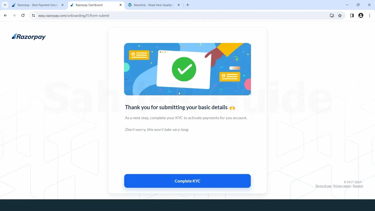 Complete Basic Details Submission (step 13)