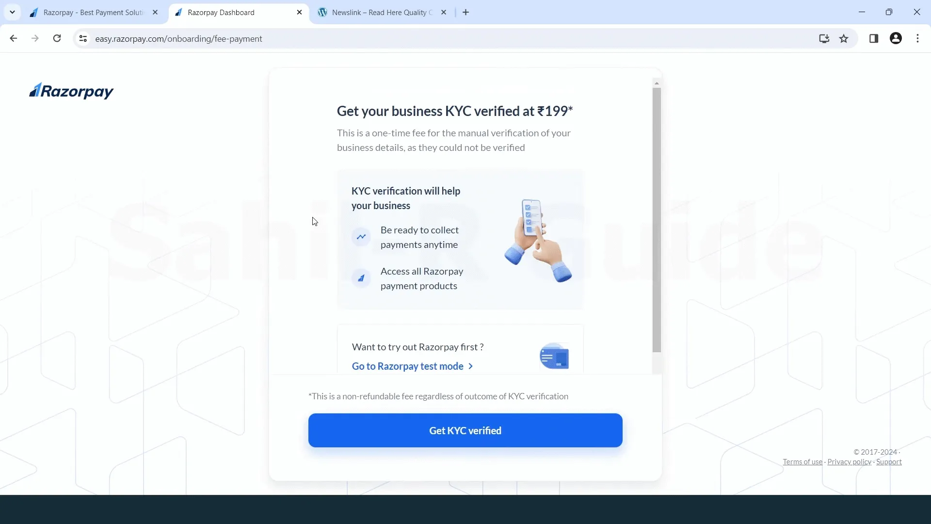 Pay for KYC Verification (step 16)