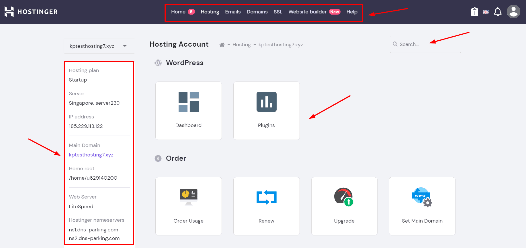 Hostinger hPanel