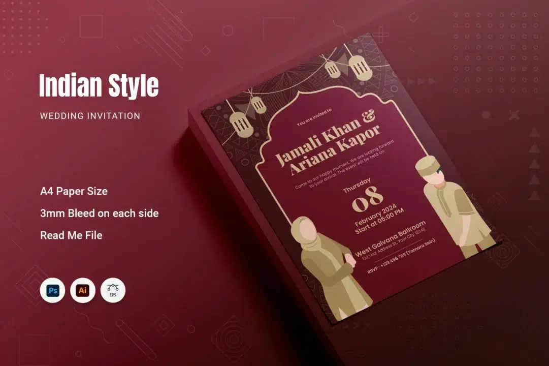 Indian Style Wedding Invitation Template – Free Download