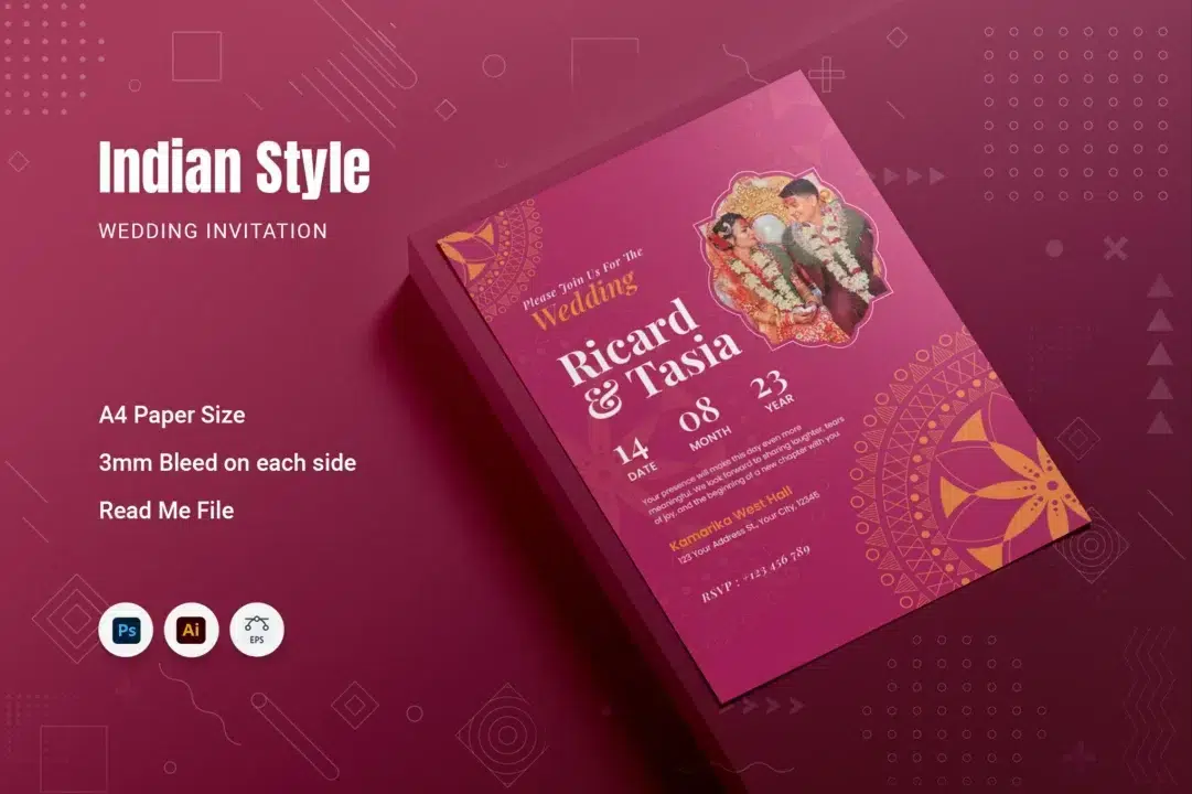 Indian Wedding Invitation Template Tradition & Modern Design (Free Download)