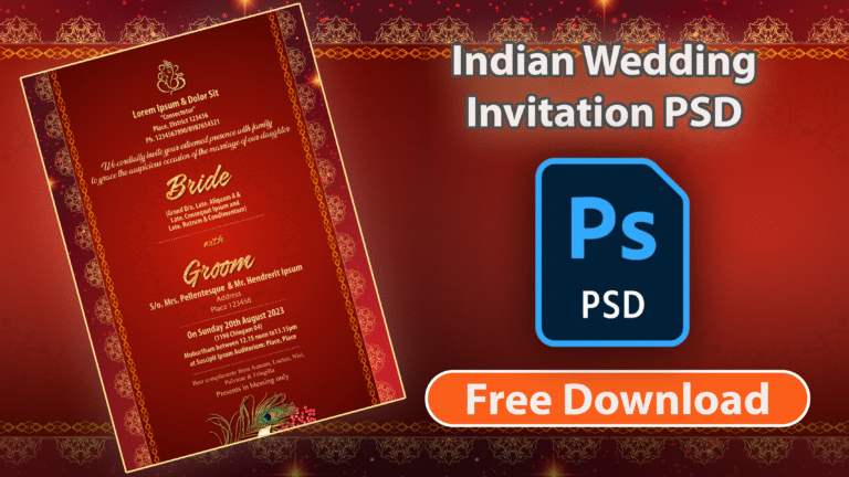free Download indian wedding invitation psd  Fully editable